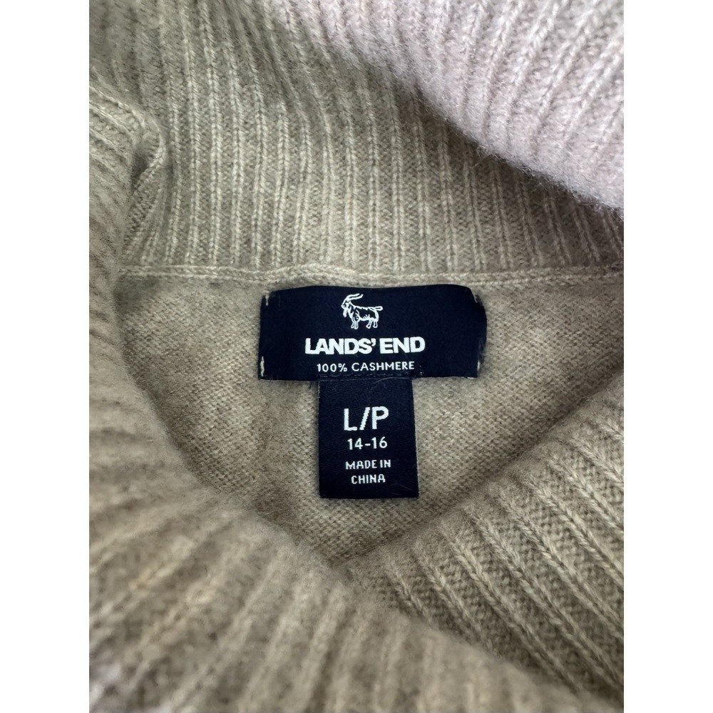 Lands' End Women's 100% Cashmere Turtleneck Sweater Petite L (14-16) Argyle Knit - Picture 3 of 9